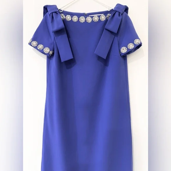 CAROLINA HERRERA Crystal-Trim Boatneck Column Gown With Shoulder Bows Maxi Dress - Picture 7 of 15